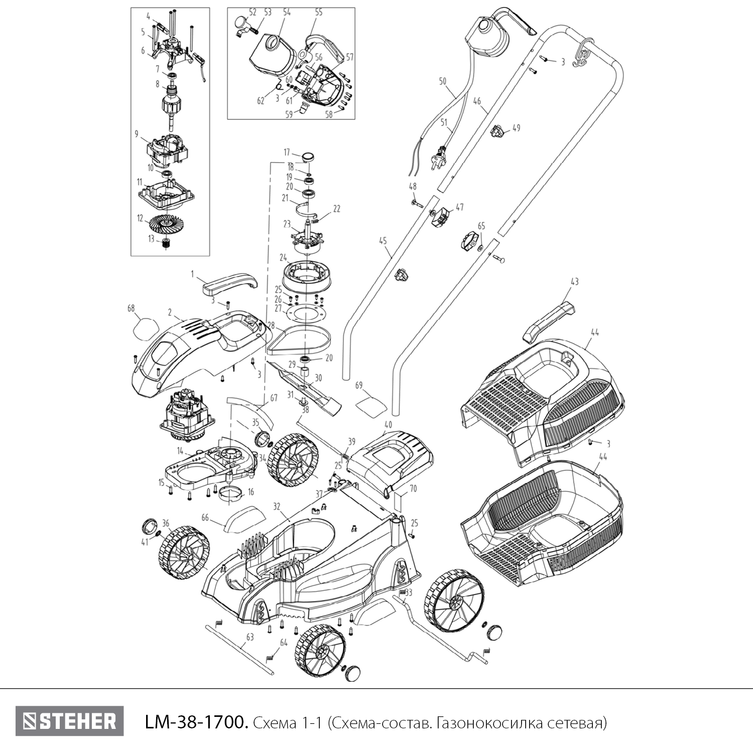 Газонокосилка сетевая LM-38-1700